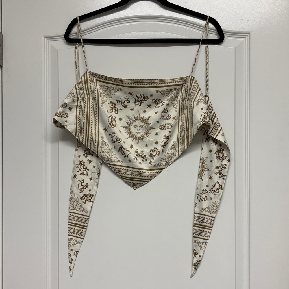 Danielle Bernstein White Zodiac Handkerchief Top L